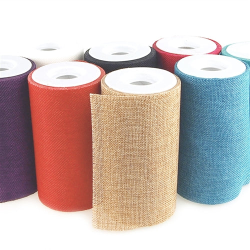 Natural Raw Jute Burlap Ribbon 6 Inch Crafting Roll Red Trim 3.75 Inches  Wide