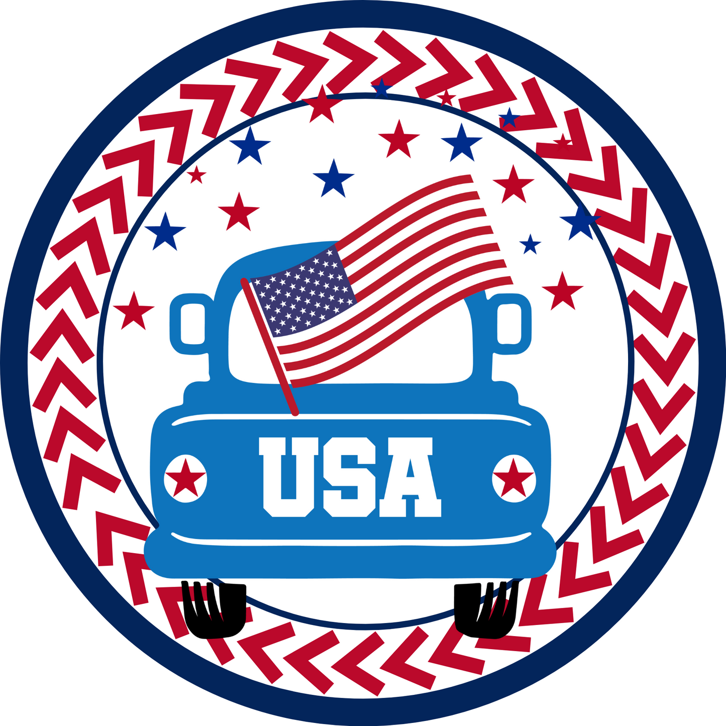 USA Flag in Truck Metal / Vinyl Sign - Made in USA