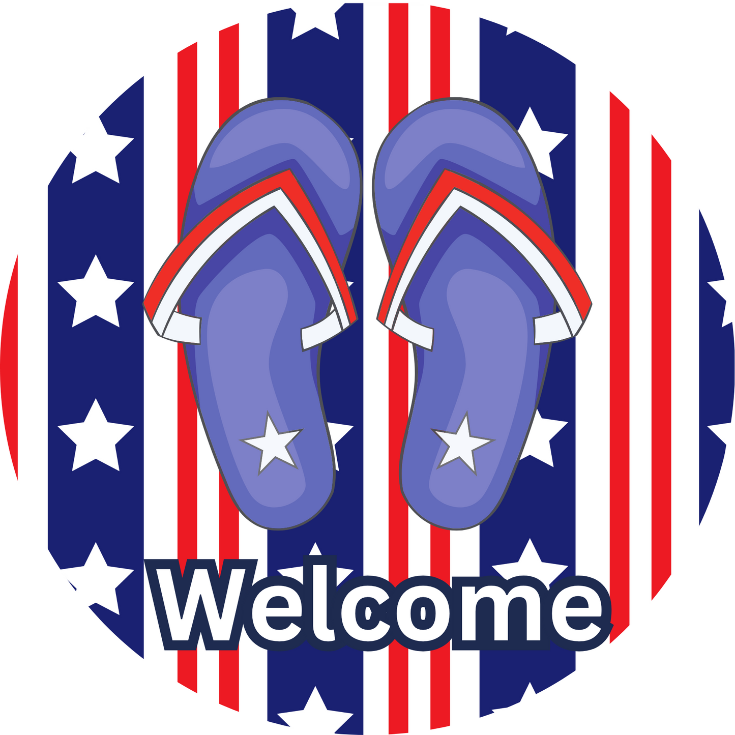 Flip Flops Welcome Metal / Vinyl Sign - Made in USA