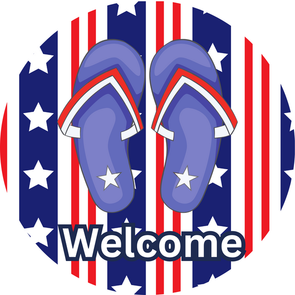 Flip Flops Welcome Metal Sign: Made In USA