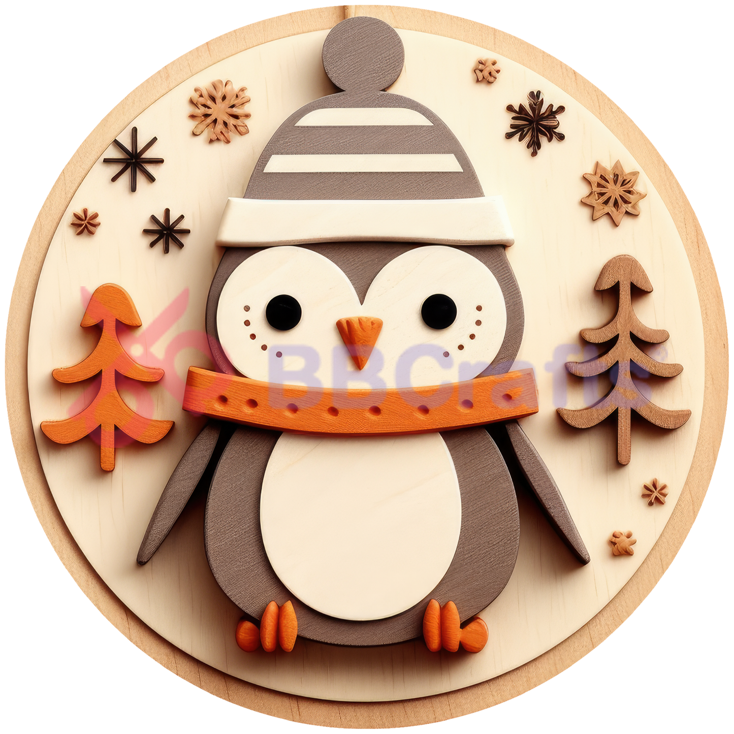 Wooden Style Penguin Metal / Vinyl Sign - Made in USA