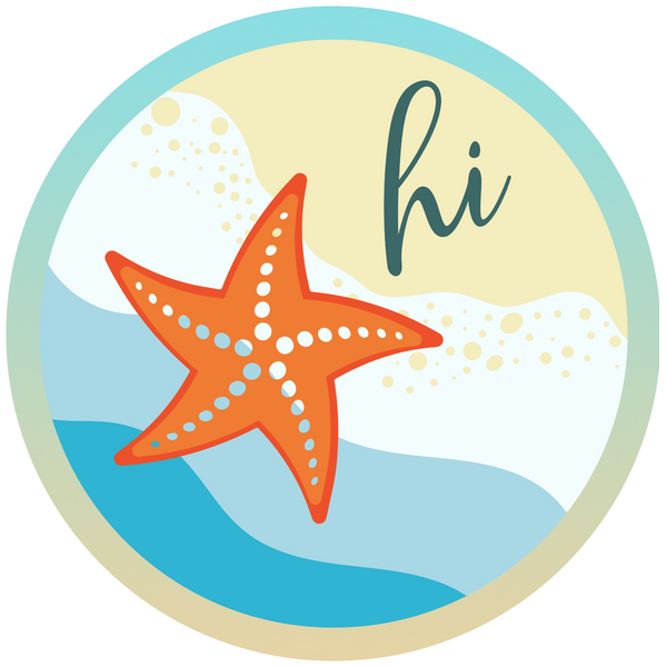 Starfish Hi! Metal Sign - Made In USA