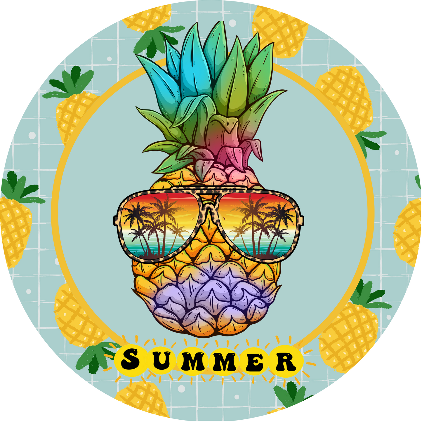 Pineapple with Sunglass Summer Metal / Vinyl Sign - Made in USA