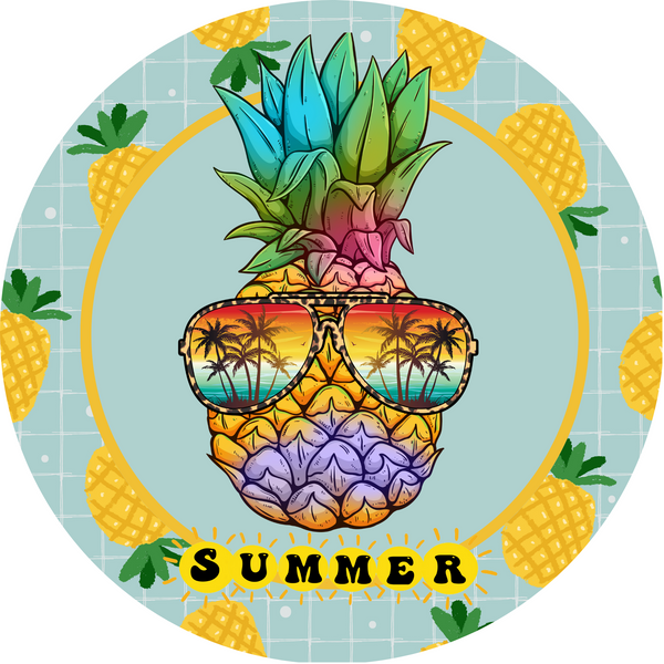 Pineapple with Sunglass Summer Metal Sign - Made In USA