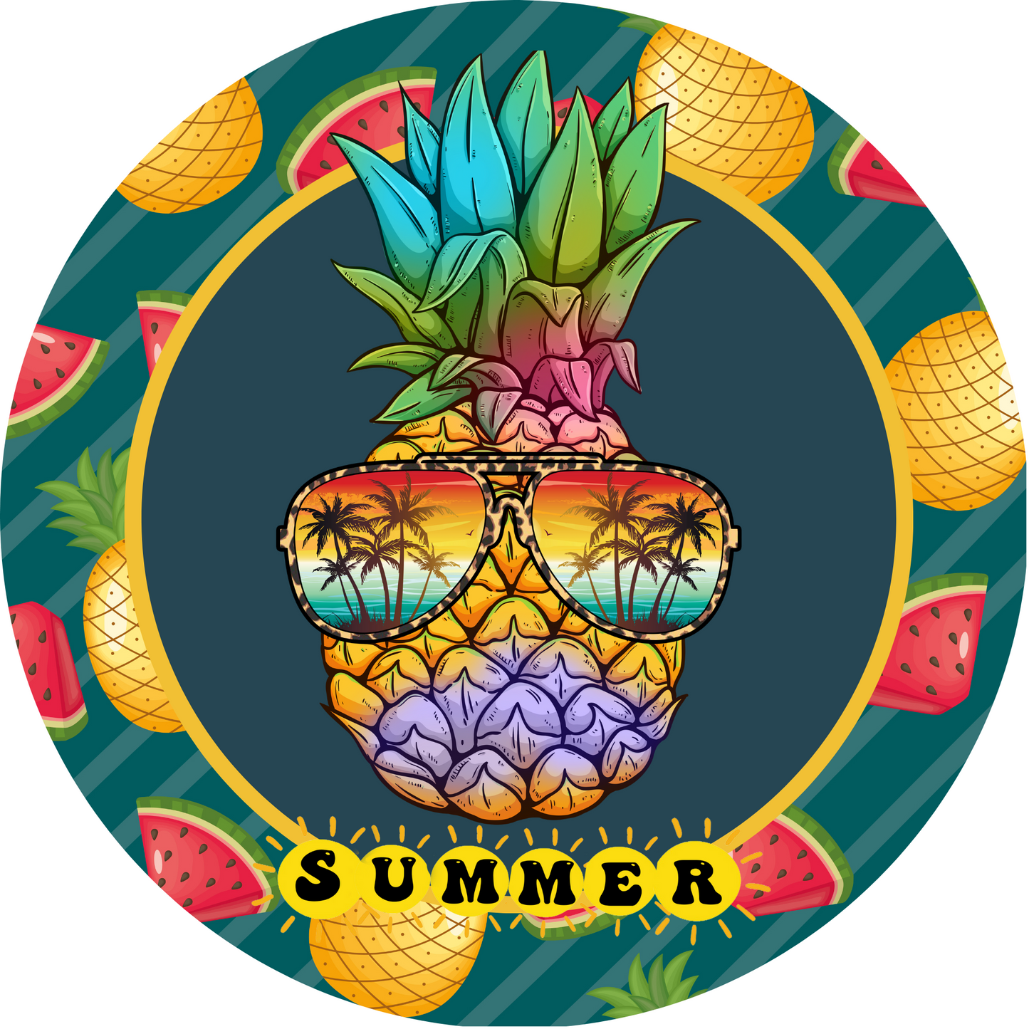 Pineapple with Sunglass Summer Metal / Vinyl Sign - Made in USA