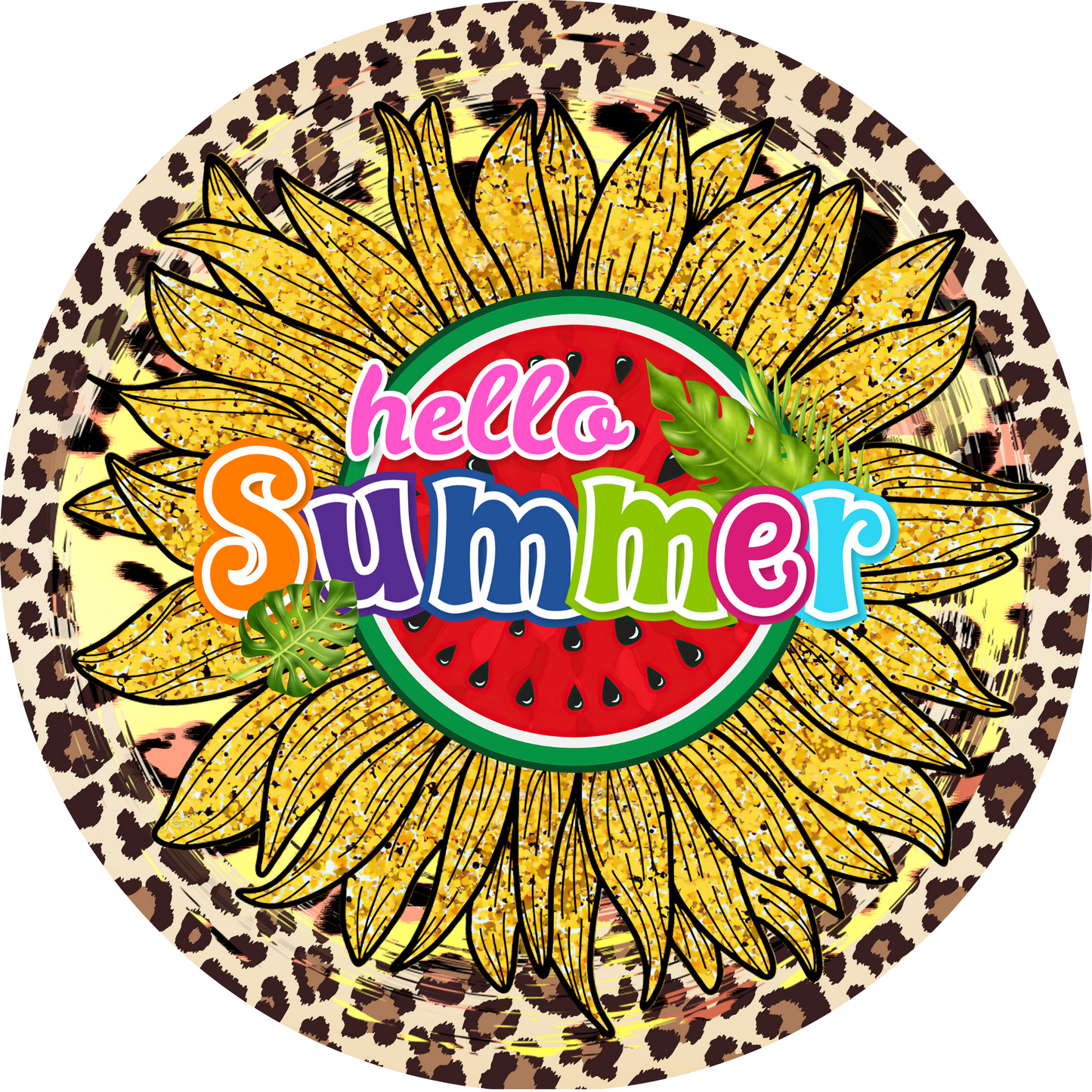 Hello Summer Sunflower Metal / Vinyl Sign - Made in USA