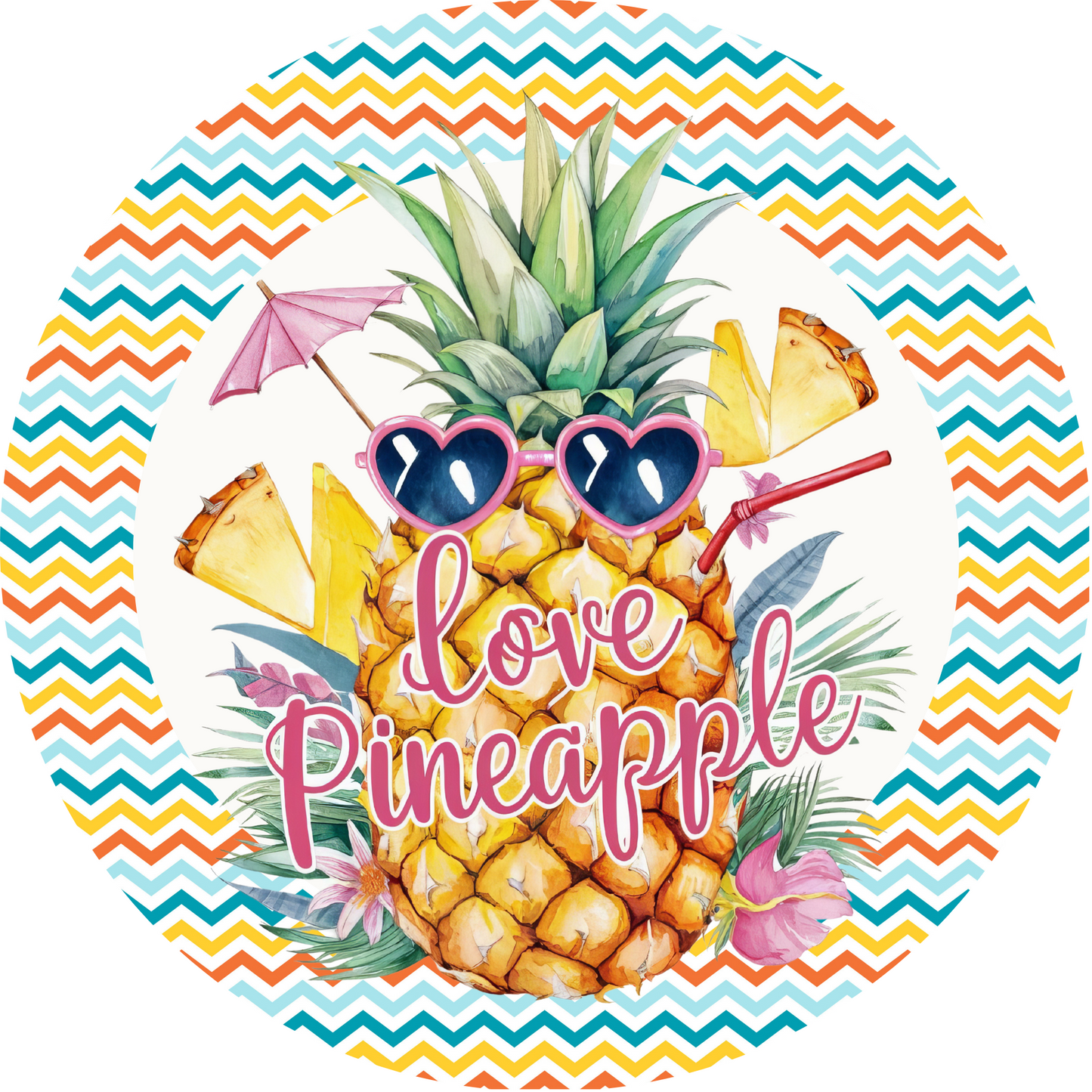 Love Pineapple Metal / Vinyl Sign - Made in USA