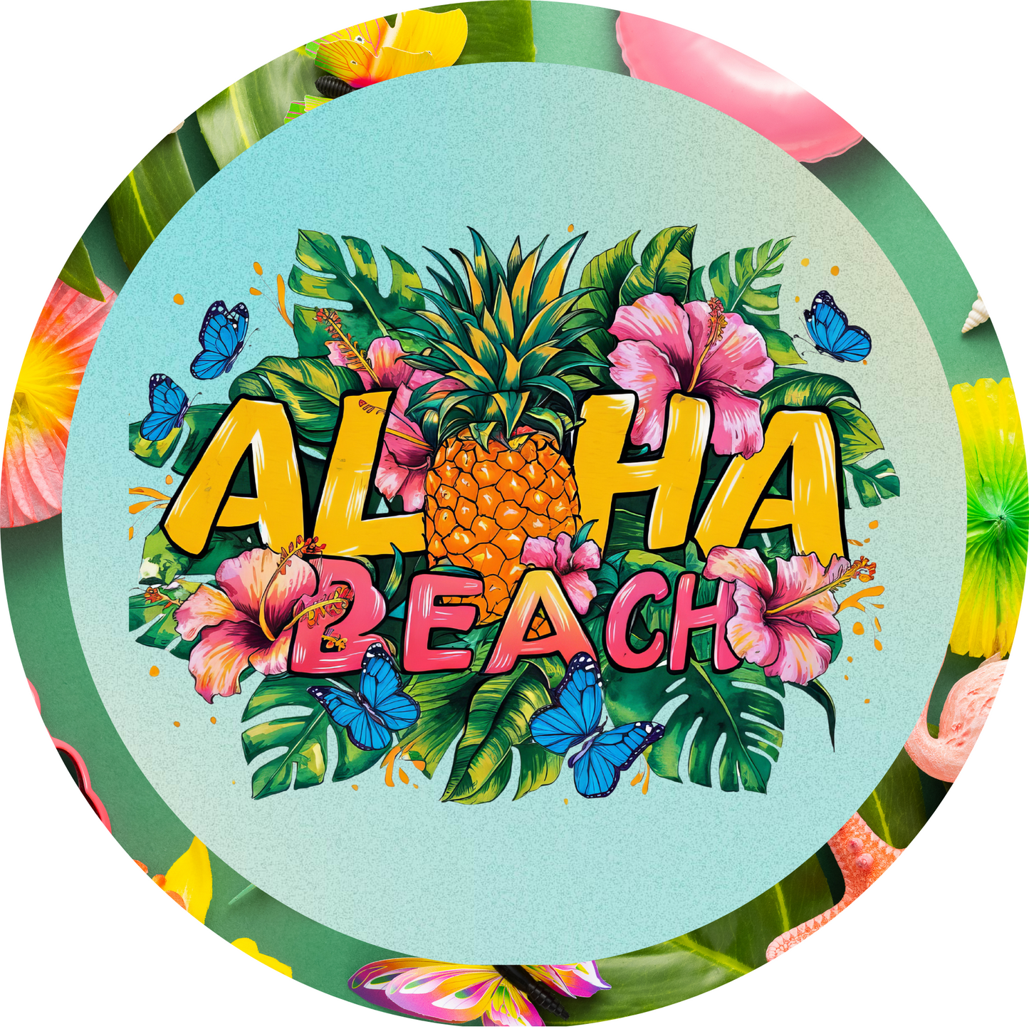 Aloha Beach Pineapple Metal / Vinyl Sign - Made in USA