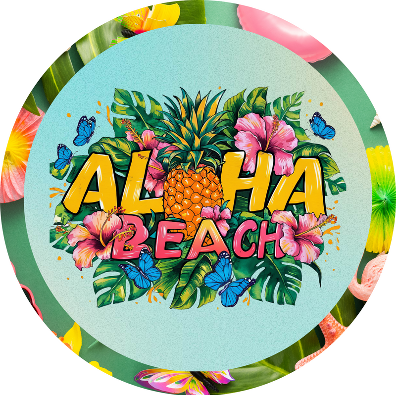 ALOHA Beach Pineapple Metal Sign - Made In USA