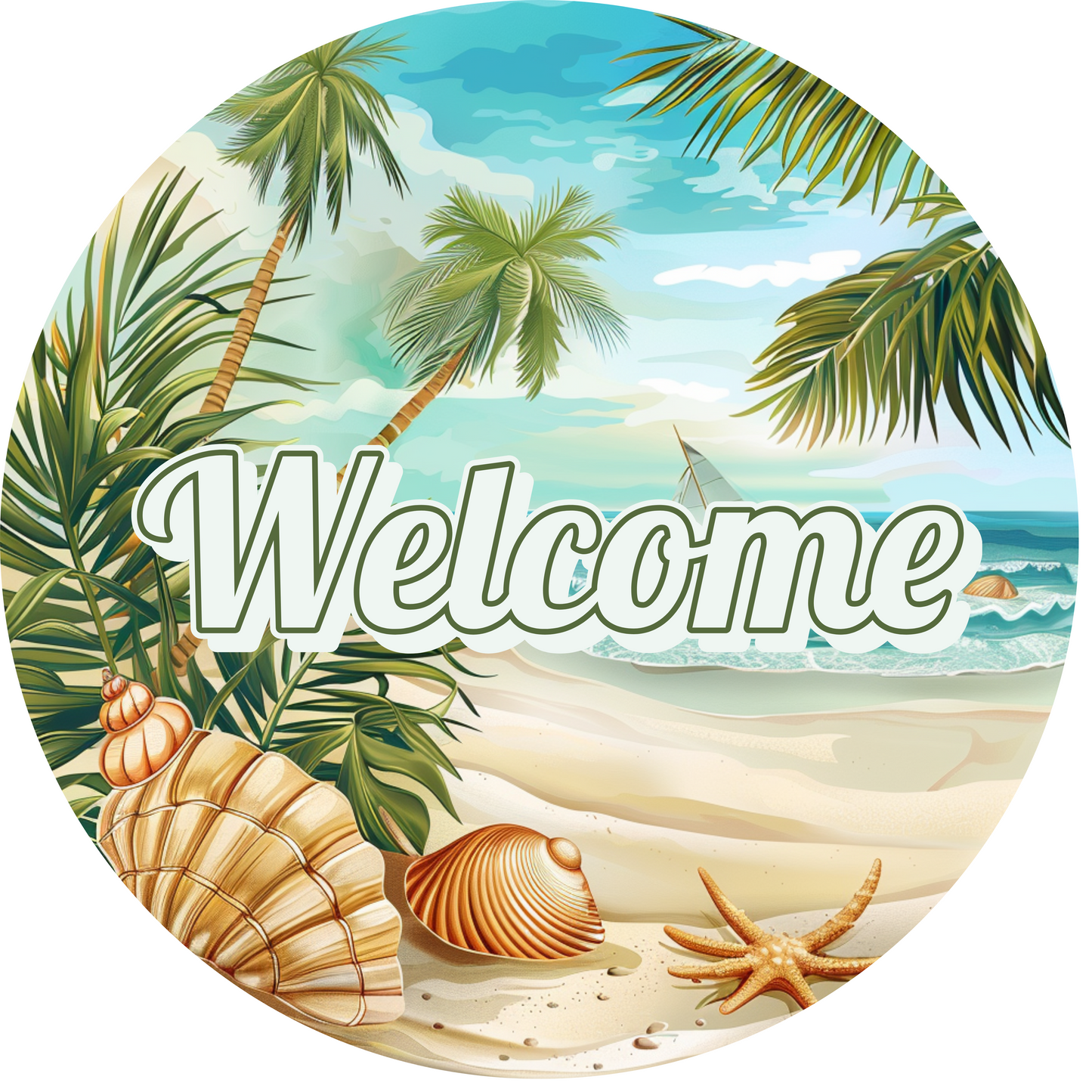 Welcome Beach Metal / Vinyl Sign - Made in USA