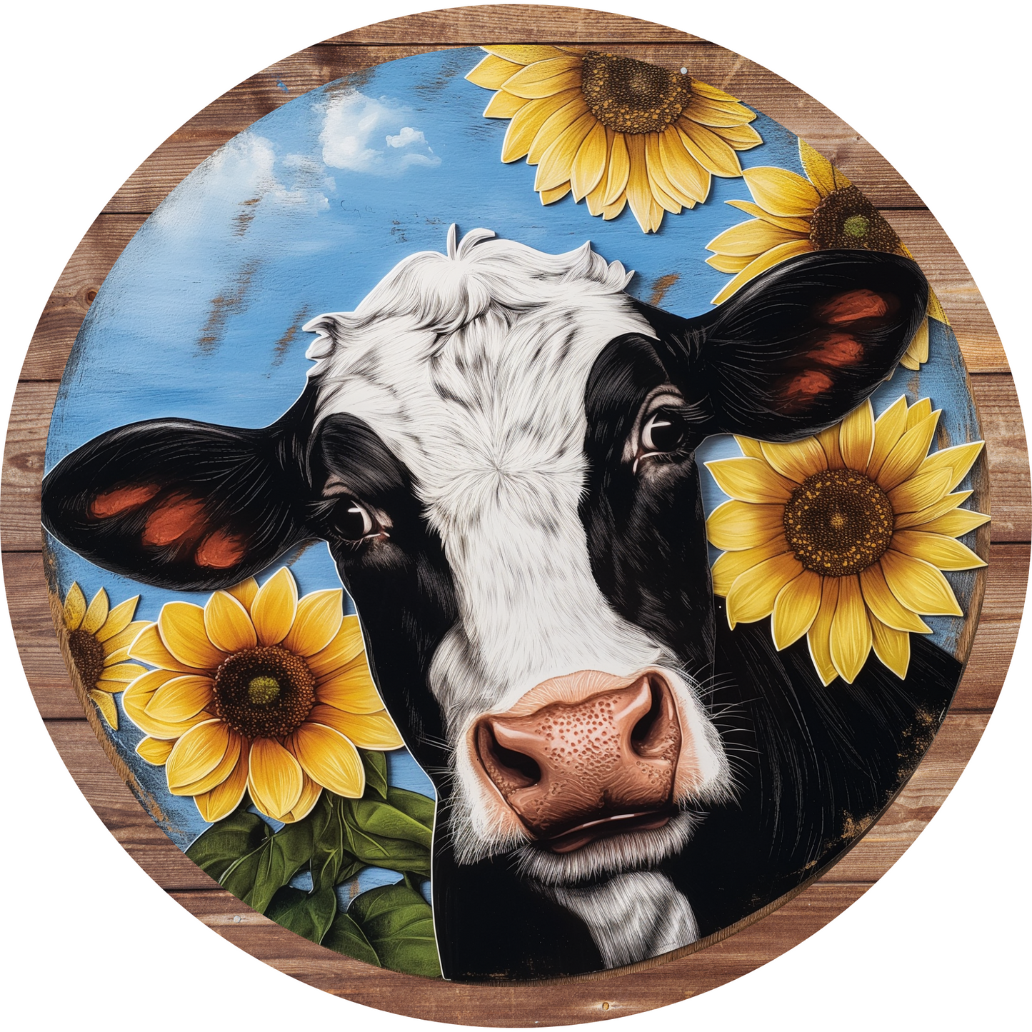 Cow & Sunflower Metal / Vinyl Sign - Made in USA