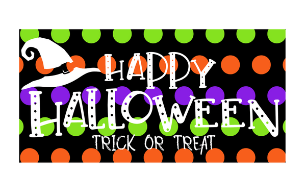 12 Inch X 6 Inch Rectangular Metal Sign: DOTS TRICK OR TREAT - Wreath Accents - Made In USA BBCrafts.com