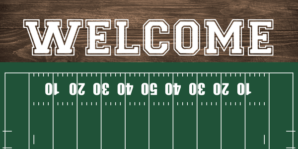 12 Inch X 6 Inch Rectangular Metal Sign: GREEN FOOTBALL FIELD - Wreath Accents - Made In USA BBCrafts.com