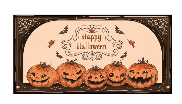 12 Inch X 6 Inch Rectangular Metal Sign: HAPPY HALLOWEEN - Wreath Accents - Made In USA BBCrafts.com