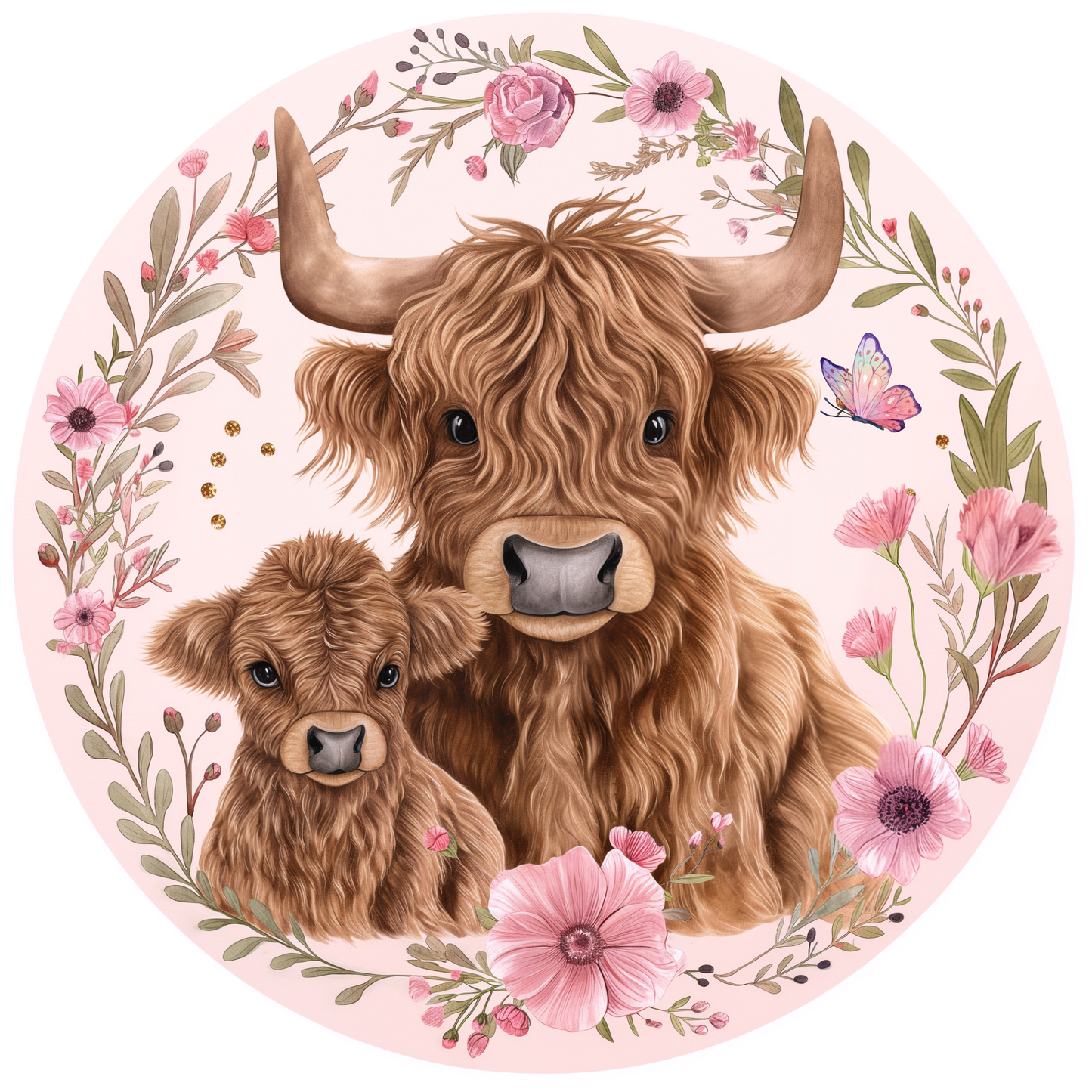 Highland Cow with Baby Metal / Vinyl Sign - Made in USA