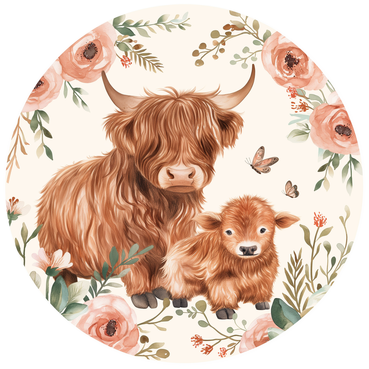 Highland Cow with Baby Metal / Vinyl Sign - Made in USA