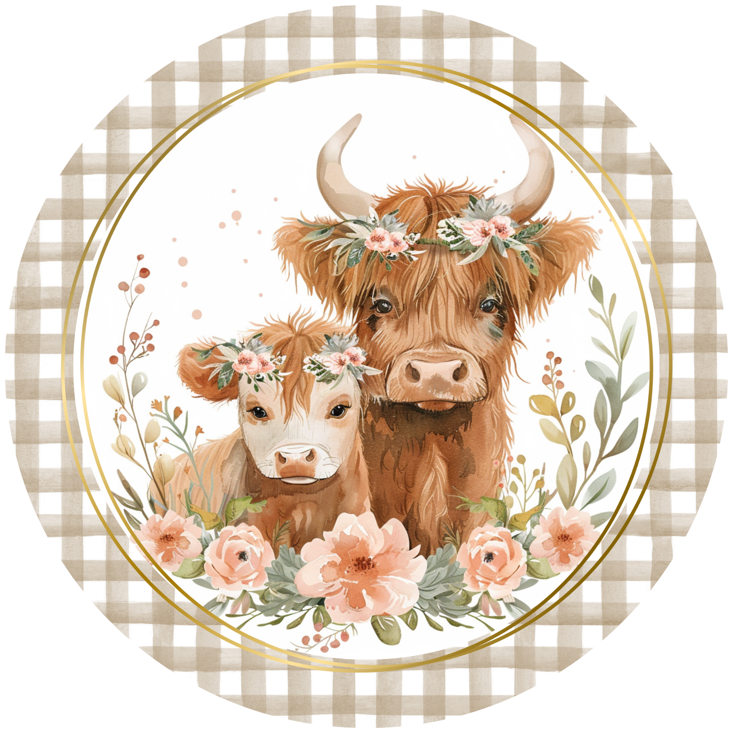 Highland Cow with Baby Metal / Vinyl Sign - Made in USA