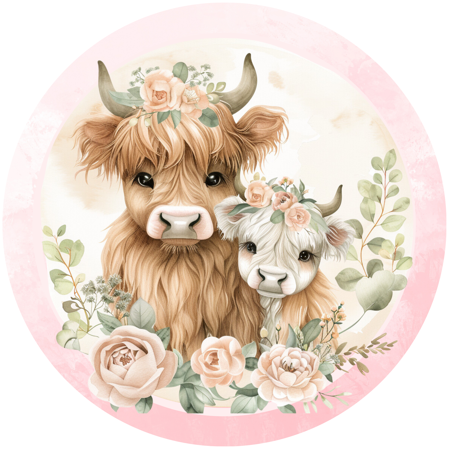 Highland Cow with Baby Metal / Vinyl Sign - Made in USA