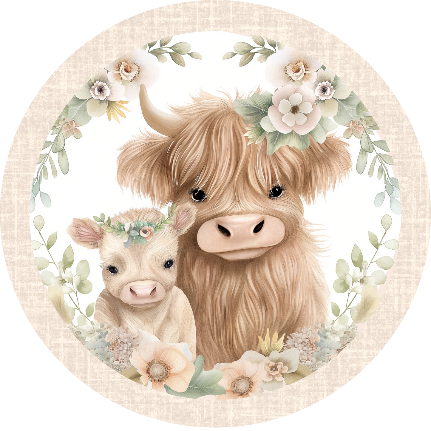 Highland Cow with Baby Metal / Vinyl Sign - Made in USA