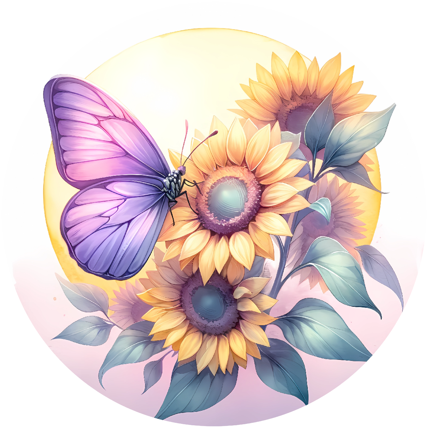 Purple Butterfly and Sunflowers Metal / Vinyl Sign - Made in USA