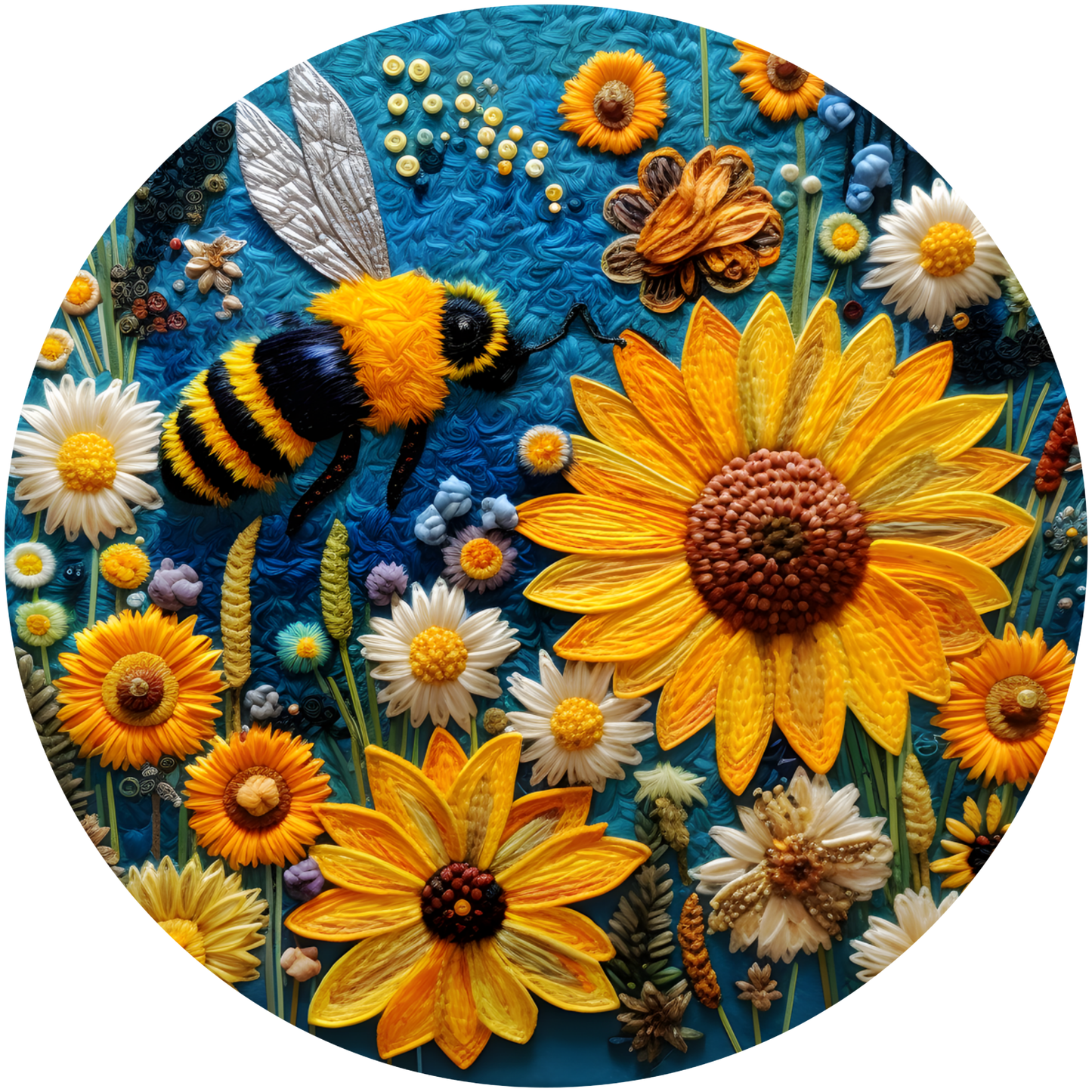 Bee in a Field of Flowers Metal / Vinyl Sign - Made in USA