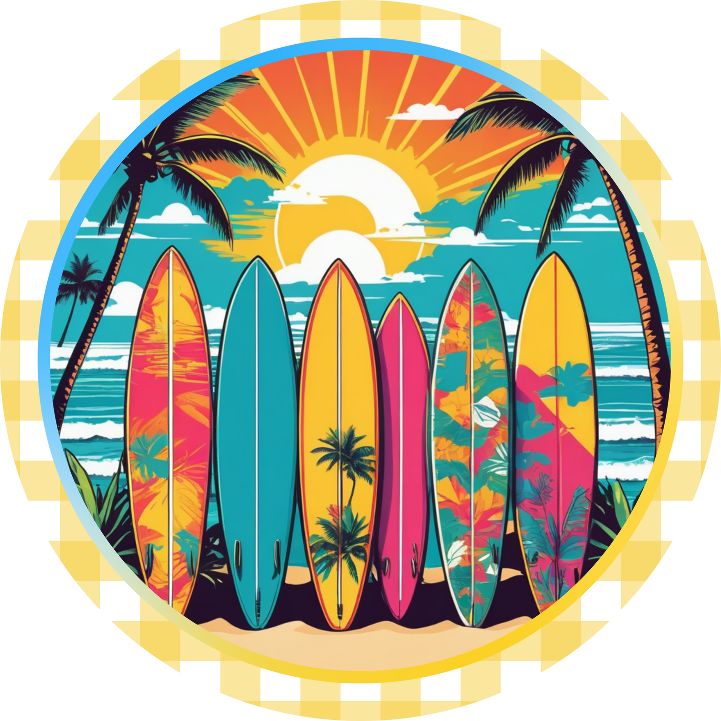 Surfboards on a Beach Metal / Vinyl Sign - Made in USA