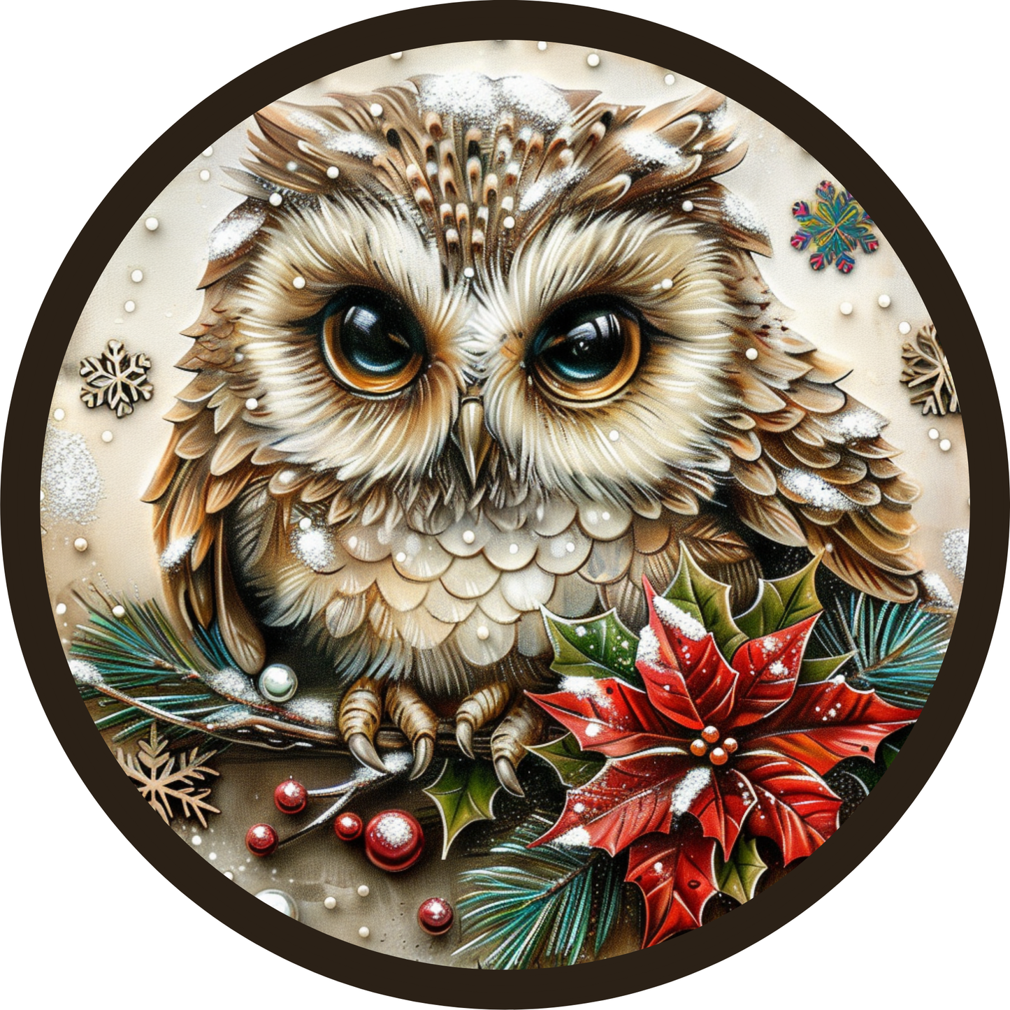 Snowy Owl in The Snow Metal / Vinyl Sign - Made in USA