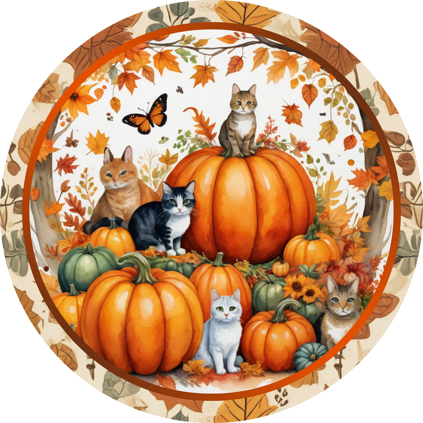 Cats and Pumpkins Metal / Vinyl Sign - Made in USA