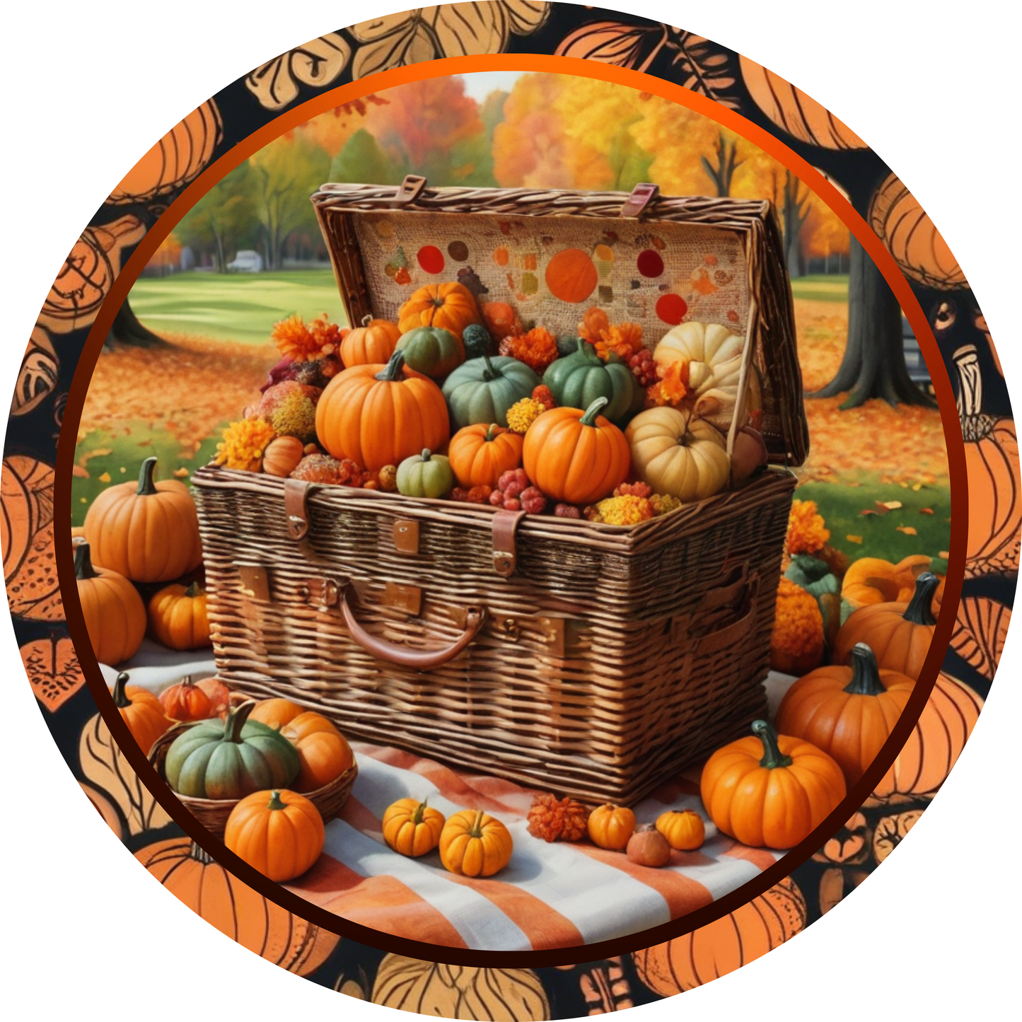 Basket of Pumpkins Metal / Vinyl Sign - Made in USA
