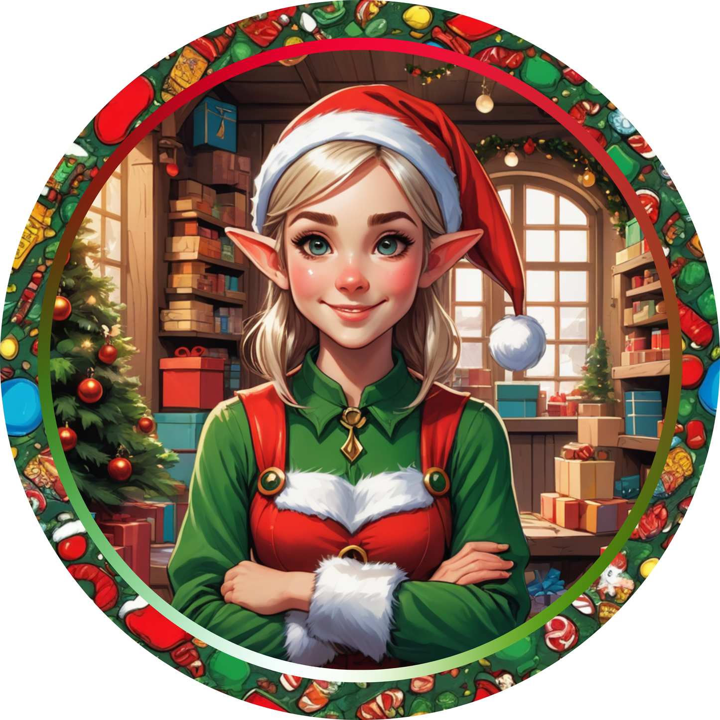 Christmas Elf Girl Metal / Vinyl Sign - Made in USA