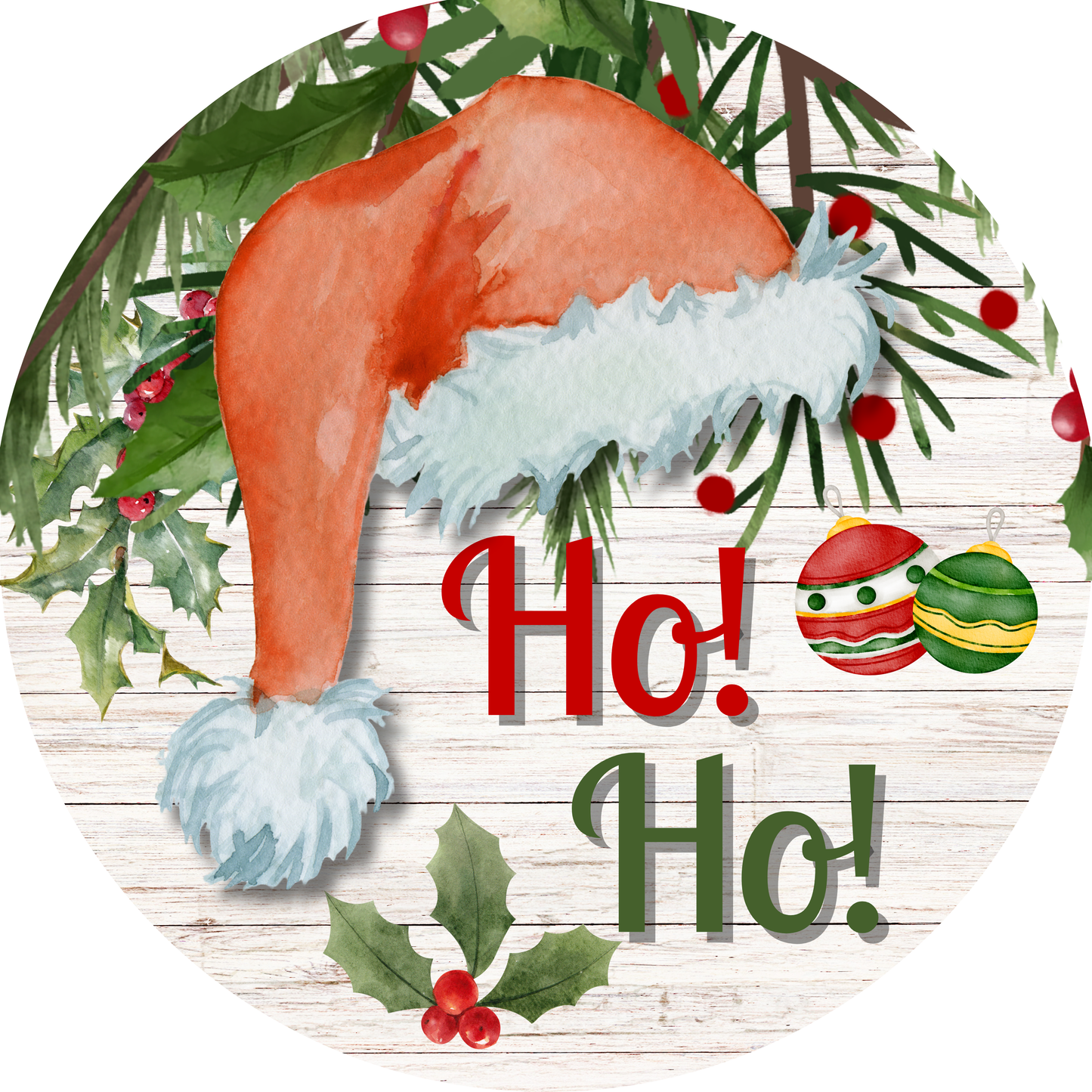 Christmas Hat Ho! Ho! Metal / Vinyl Sign - Made in USA