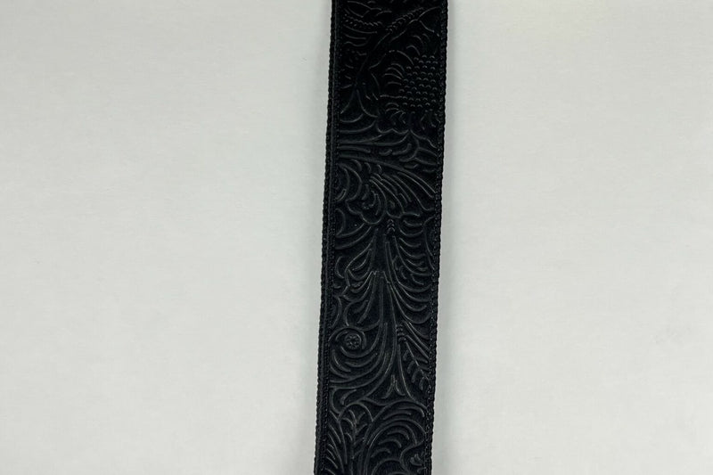 Black Flower Embossed Wired Ribbon - 1-1/2 Inch x 10 Yards