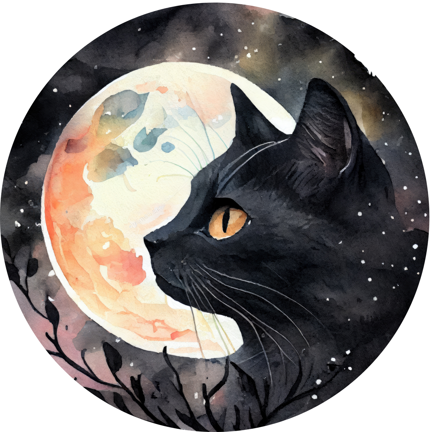 Black Cat Full Moon Metal / Vinyl Sign - Made in USA