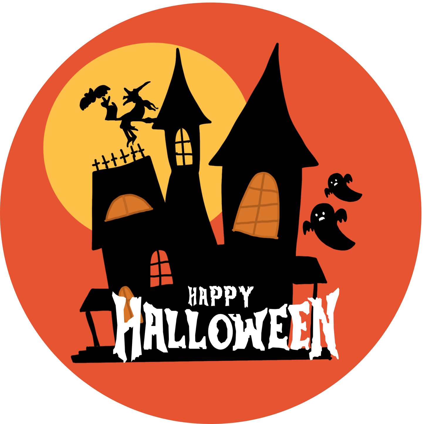 Happy Halloween Haunted House Metal / Vinyl Sign - Made in USA