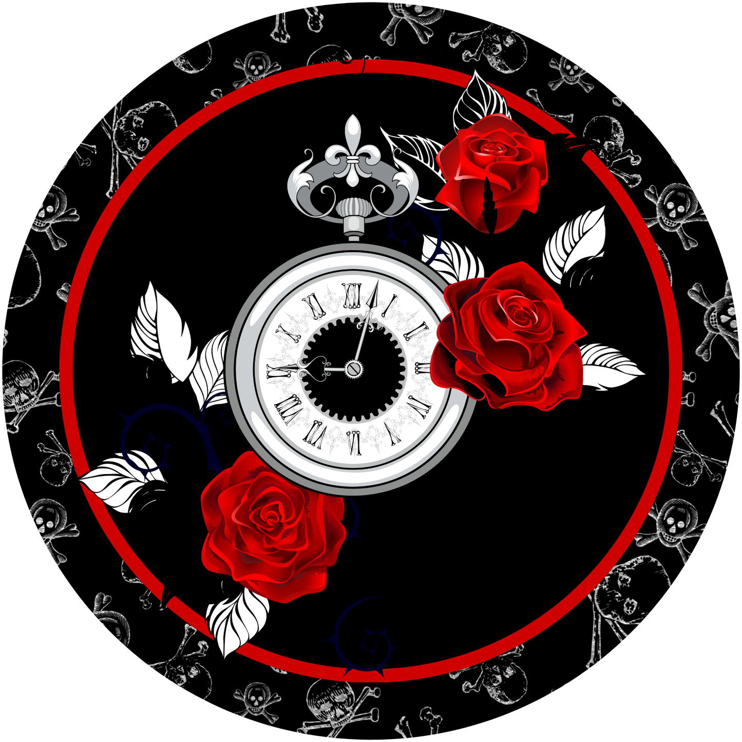 Clock with Rose Metal / Vinyl Sign - Made in USA