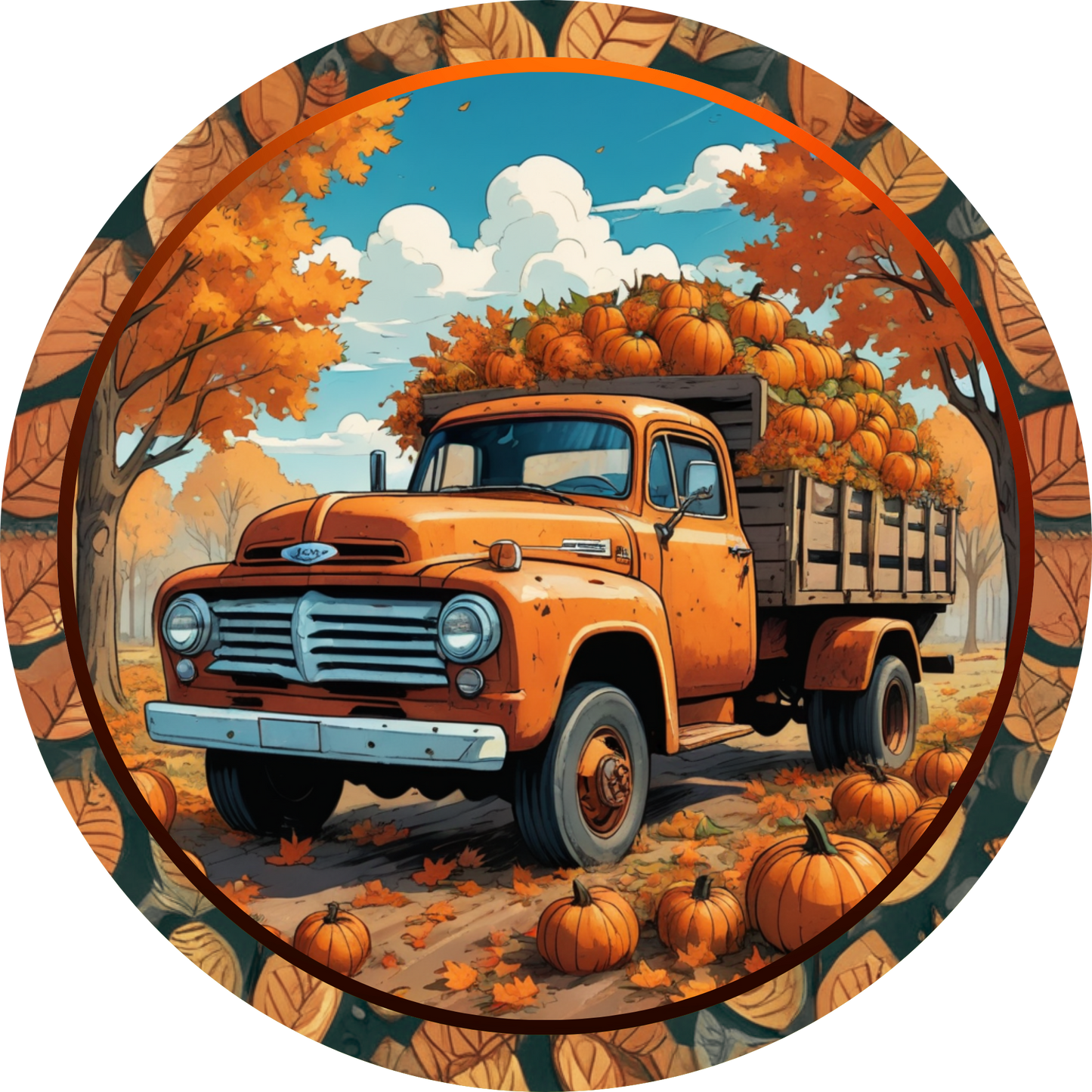 Truck of Pumpkins Metal / Vinyl Sign - Made in USA