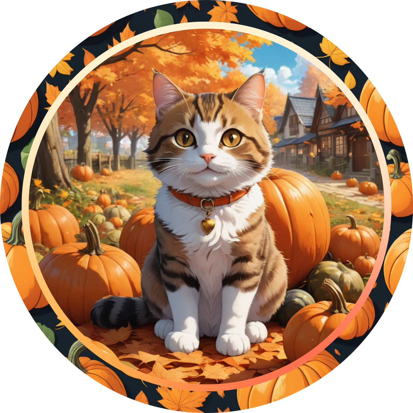 Cat & Pumpkin Metal / Vinyl Sign - Made in USA