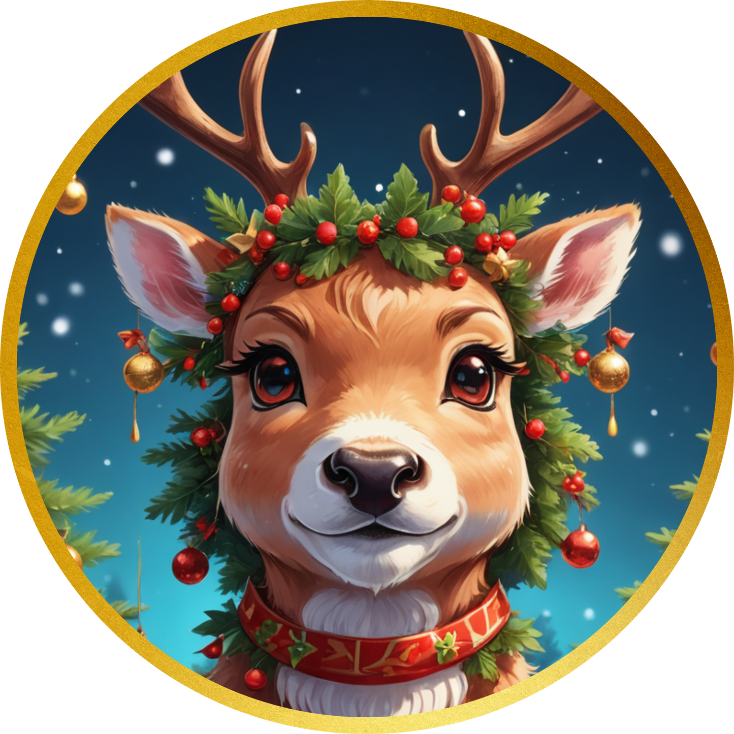 Christmas Deer Delight Metal / Vinyl Sign - Made in USA