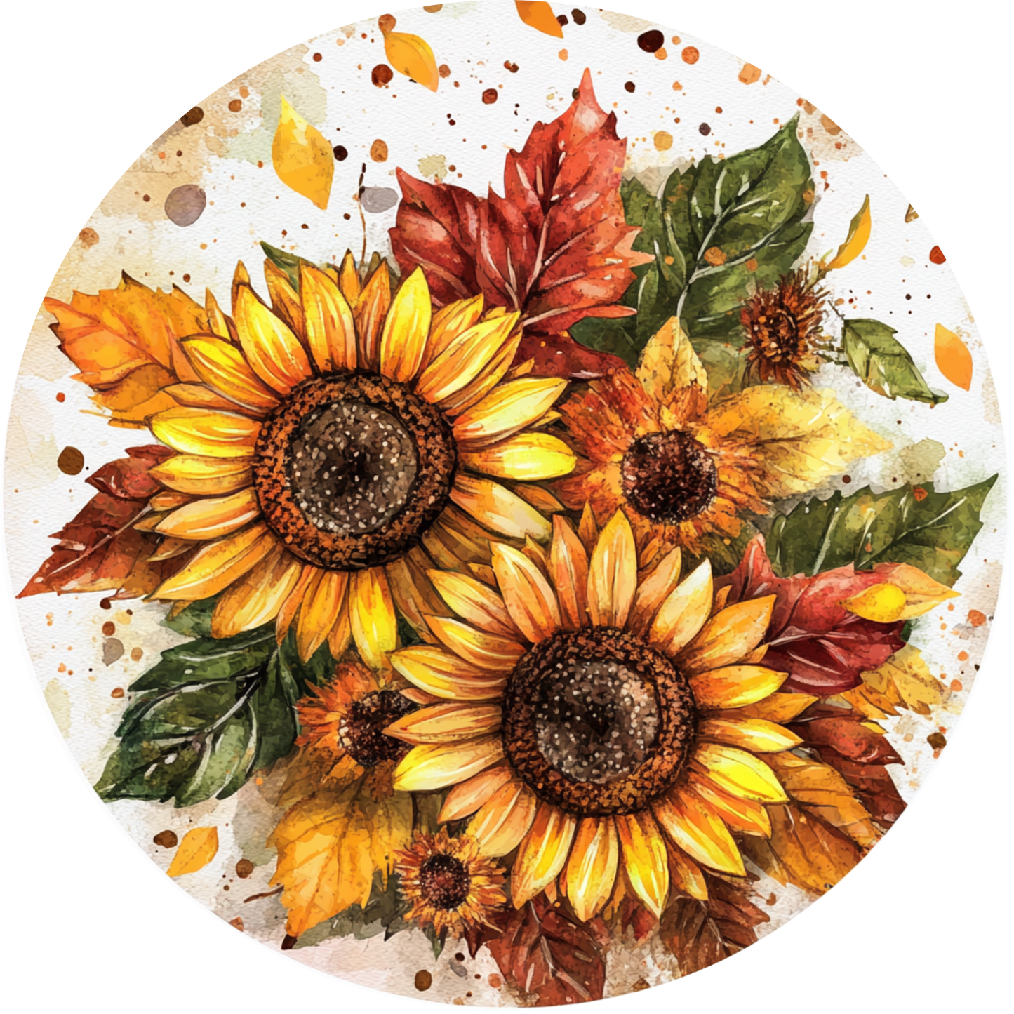 Sunflowers and Leaves Metal / Vinyl Sign - Made in USA