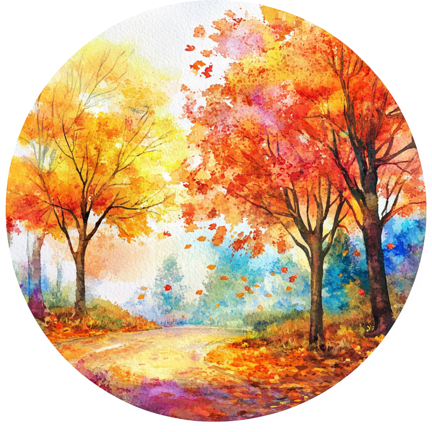 Road Through The Leaves Metal / Vinyl Sign - Made in USA