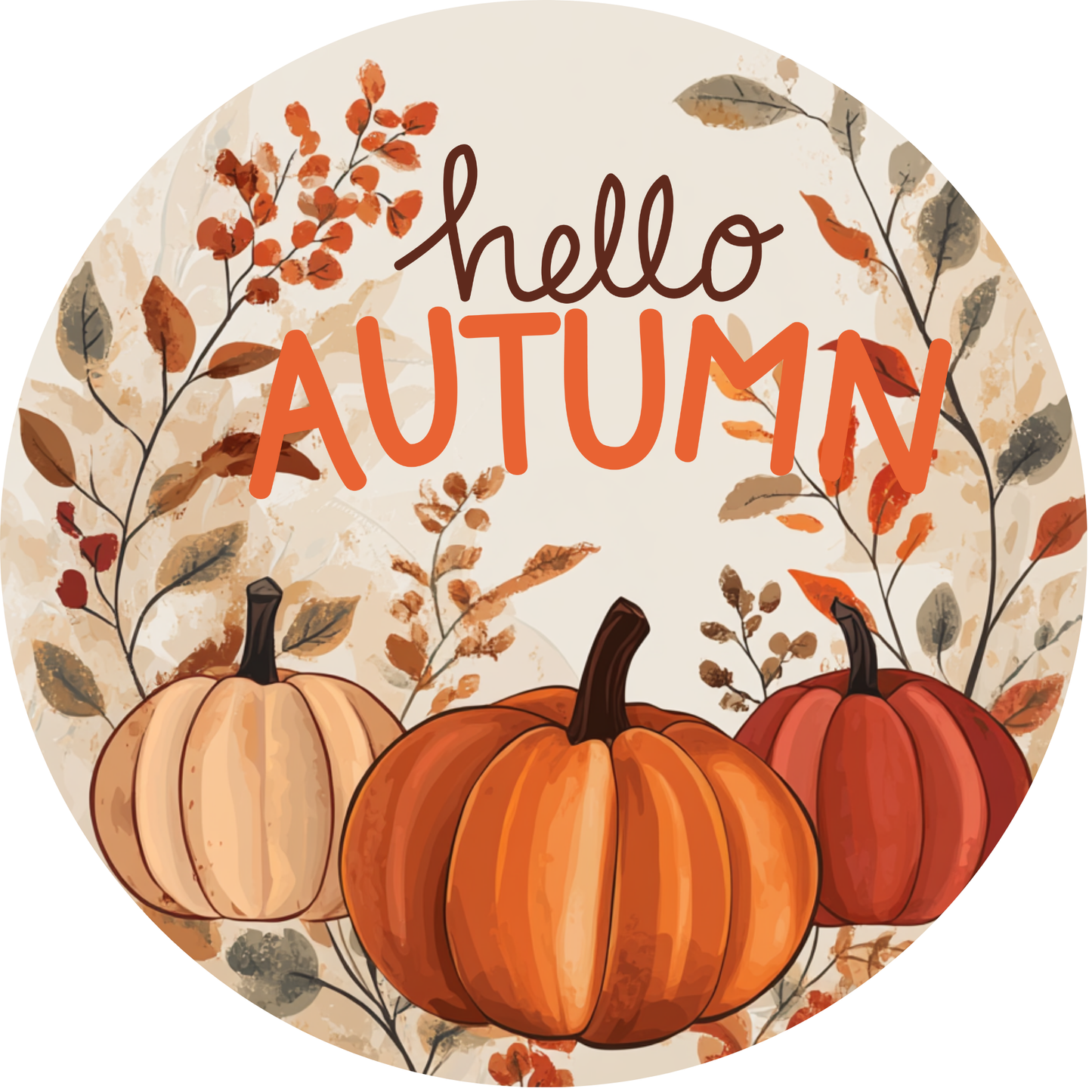 Hello Autumn Pumpkin Metal / Vinyl Sign - Made in USA