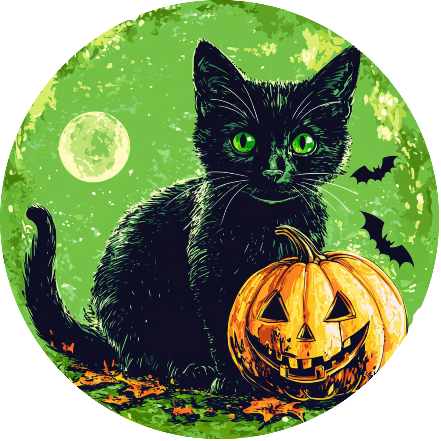 Black Cat and Pumpkins Metal / Vinyl Sign - Made in USA