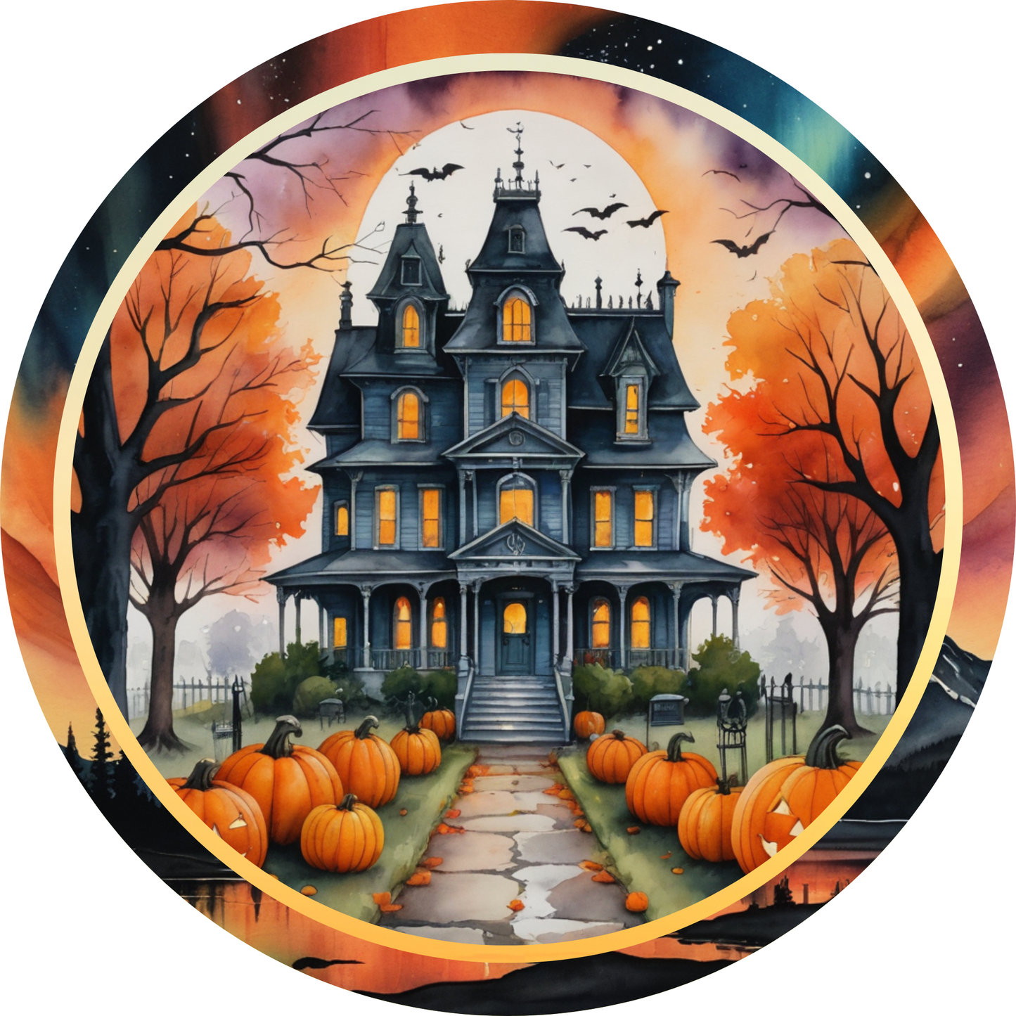 Pumpkin Patch By The Haunted House Metal / Vinyl Sign - Made in USA