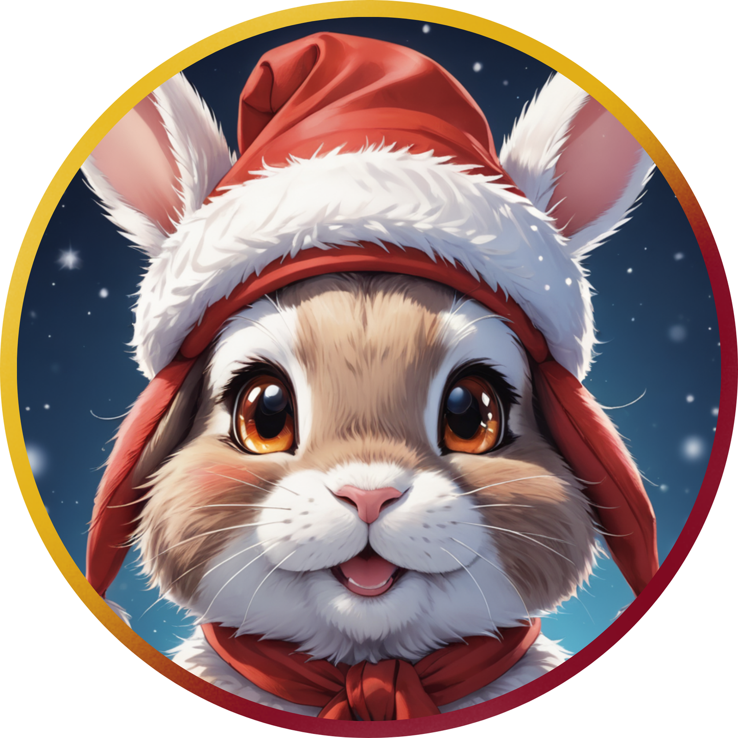 Bunny Wearing a Santa Hat Metal / Vinyl Sign - Made in USA