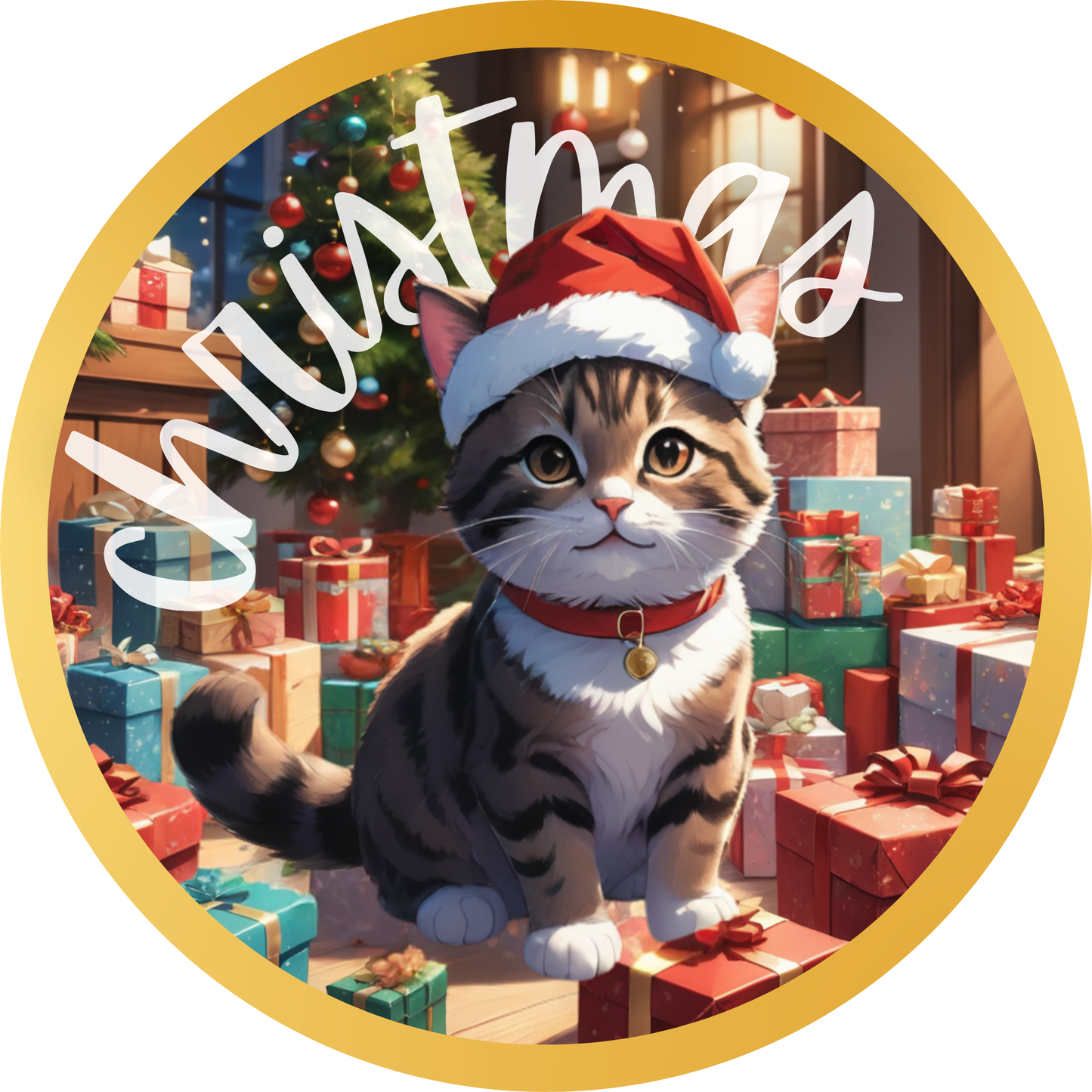 Christmas Kitty Metal / Vinyl Sign - Made in USA