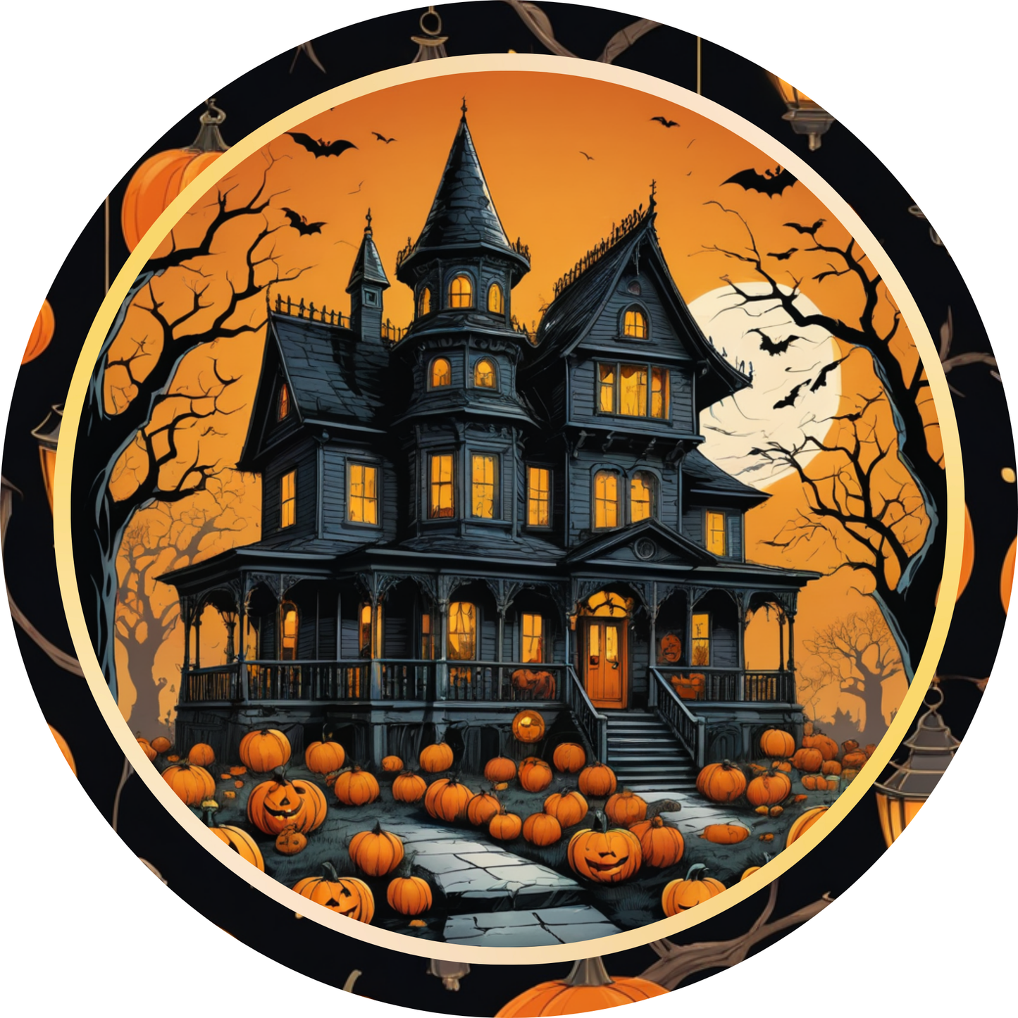 Haunted House Halloween Metal / Vinyl Sign - Made in USA