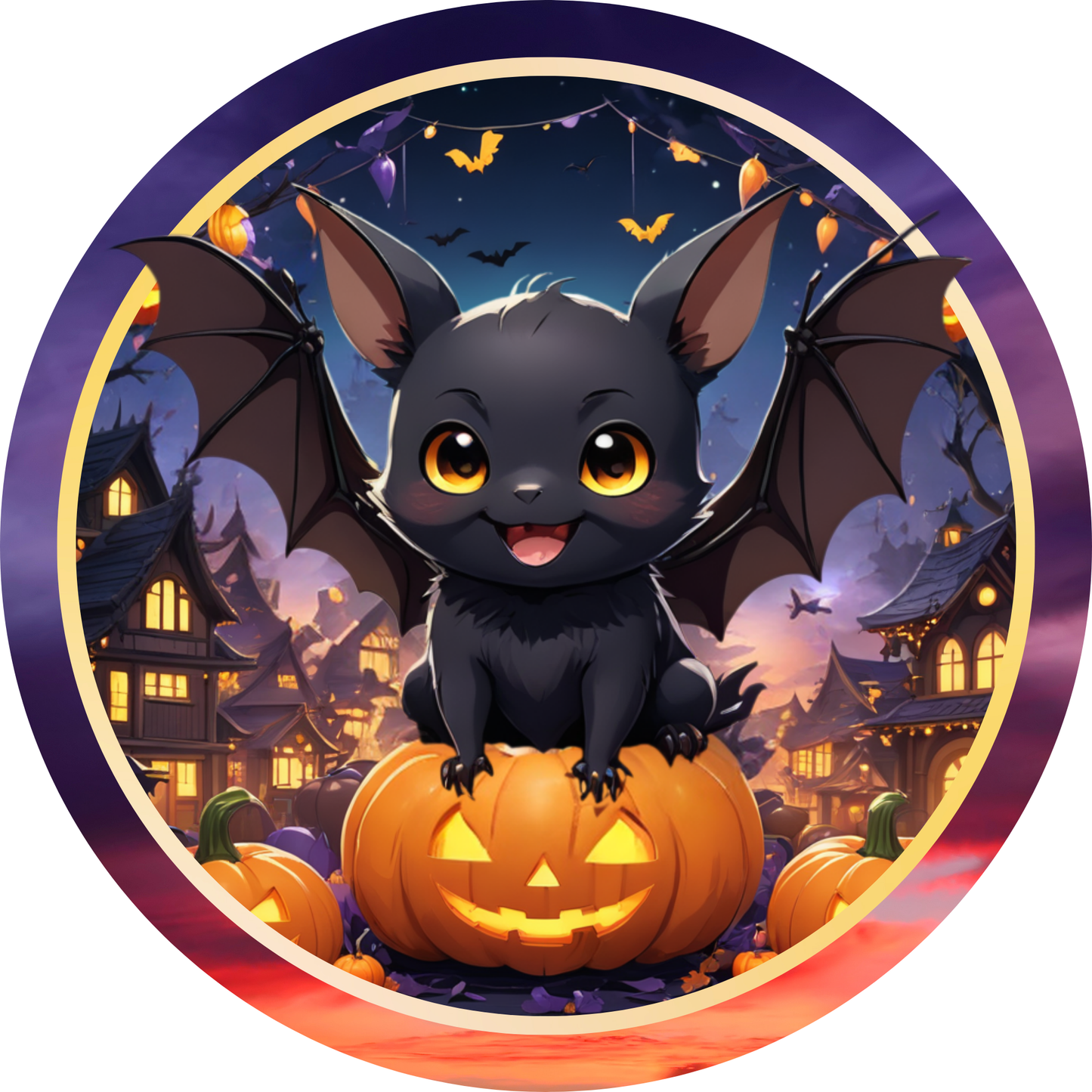 Batty Halloween Metal / Vinyl Sign - Made in USA