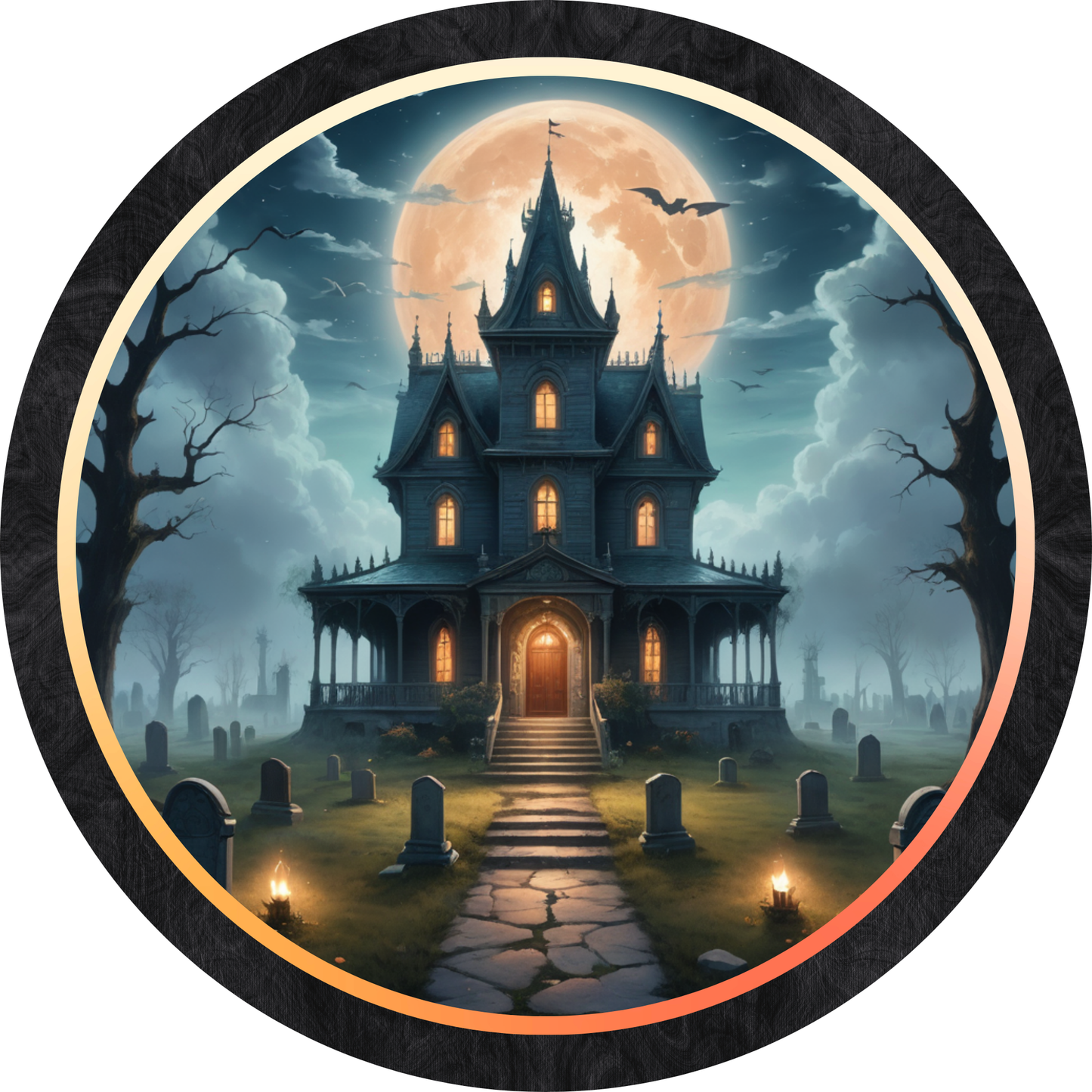 Haunted House Spooky Mansion Metal / Vinyl Sign - Made in USA