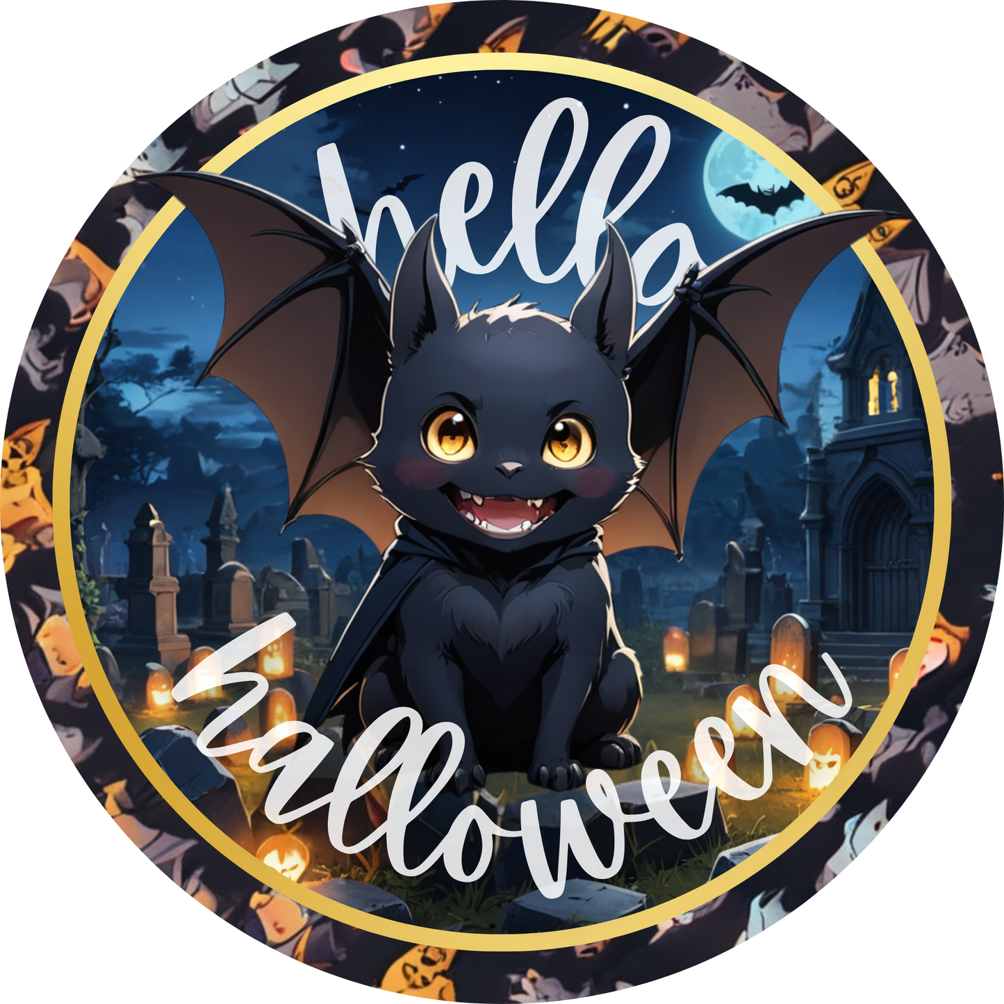 Batty Halloween Metal / Vinyl Sign - Made in USA