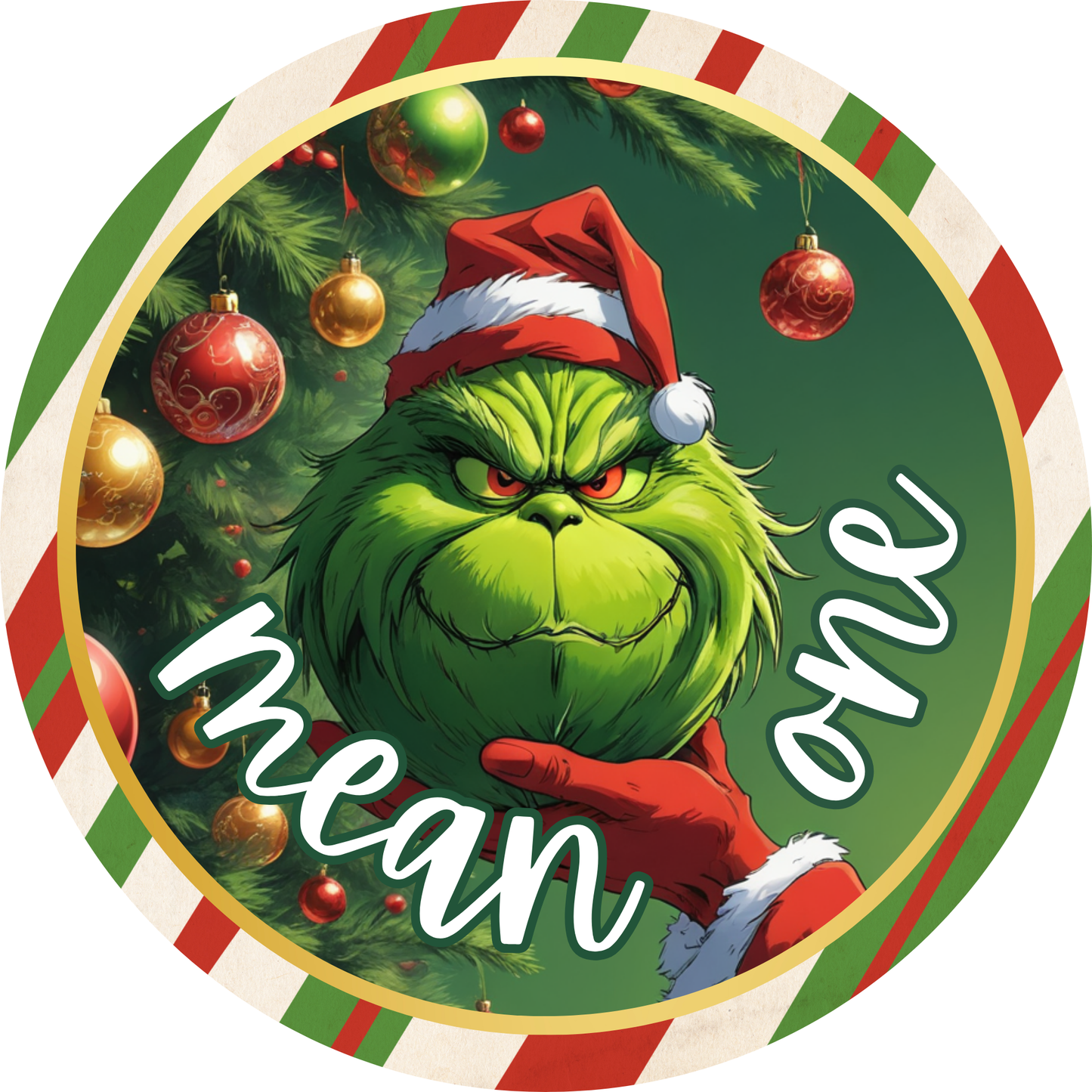 Green Monster with Santa Hat Metal / Vinyl Sign - Made in USA